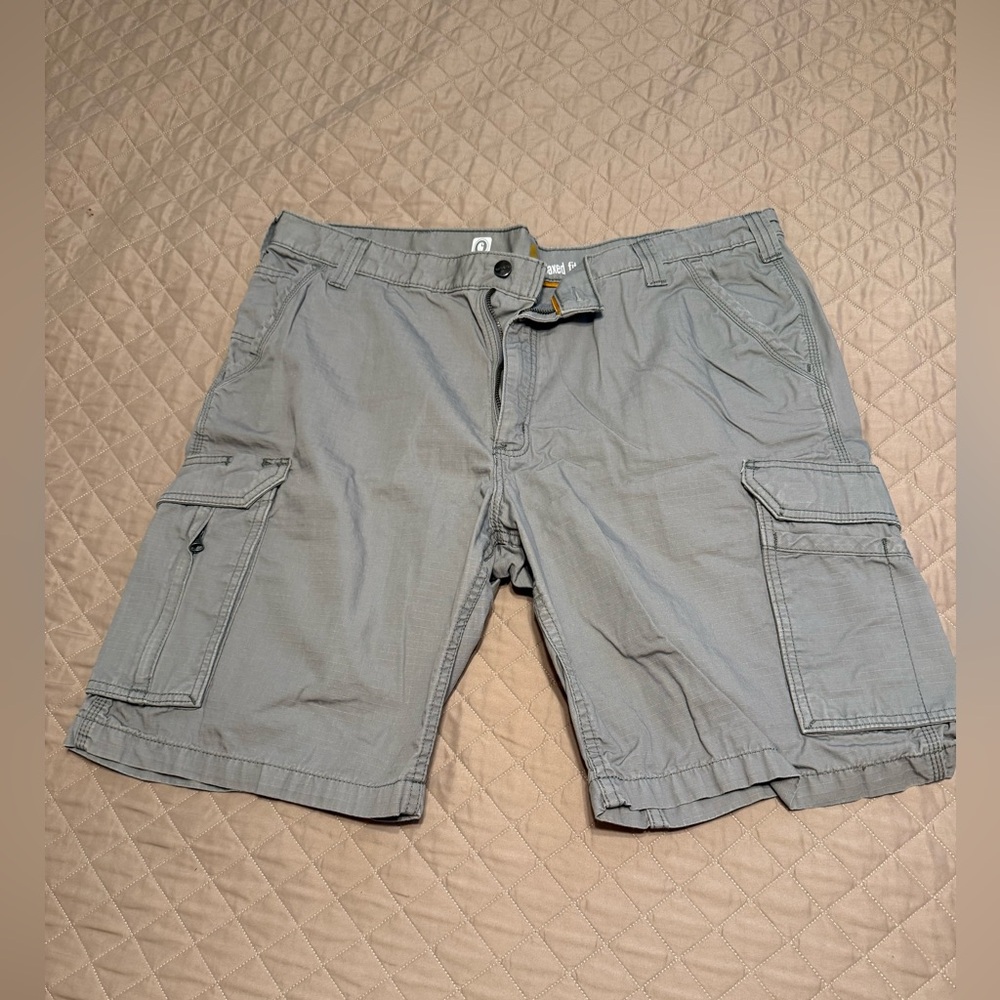 Carhartt Force Relaxed Fit Zip Flat Front Cargo Shorts Men 40 Gray